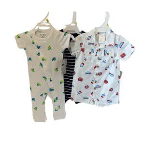 Okie Dokie Baby Boy Clothes Bundle Size 3M - Set Of 3 Includes Romper Bodysuit
